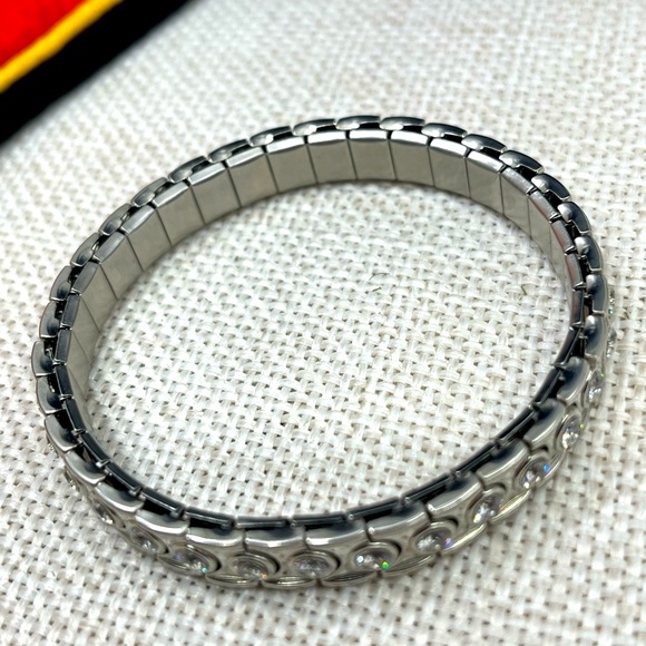 Jewelry - Vintage Stainless Steel CZ Flex Bracelet